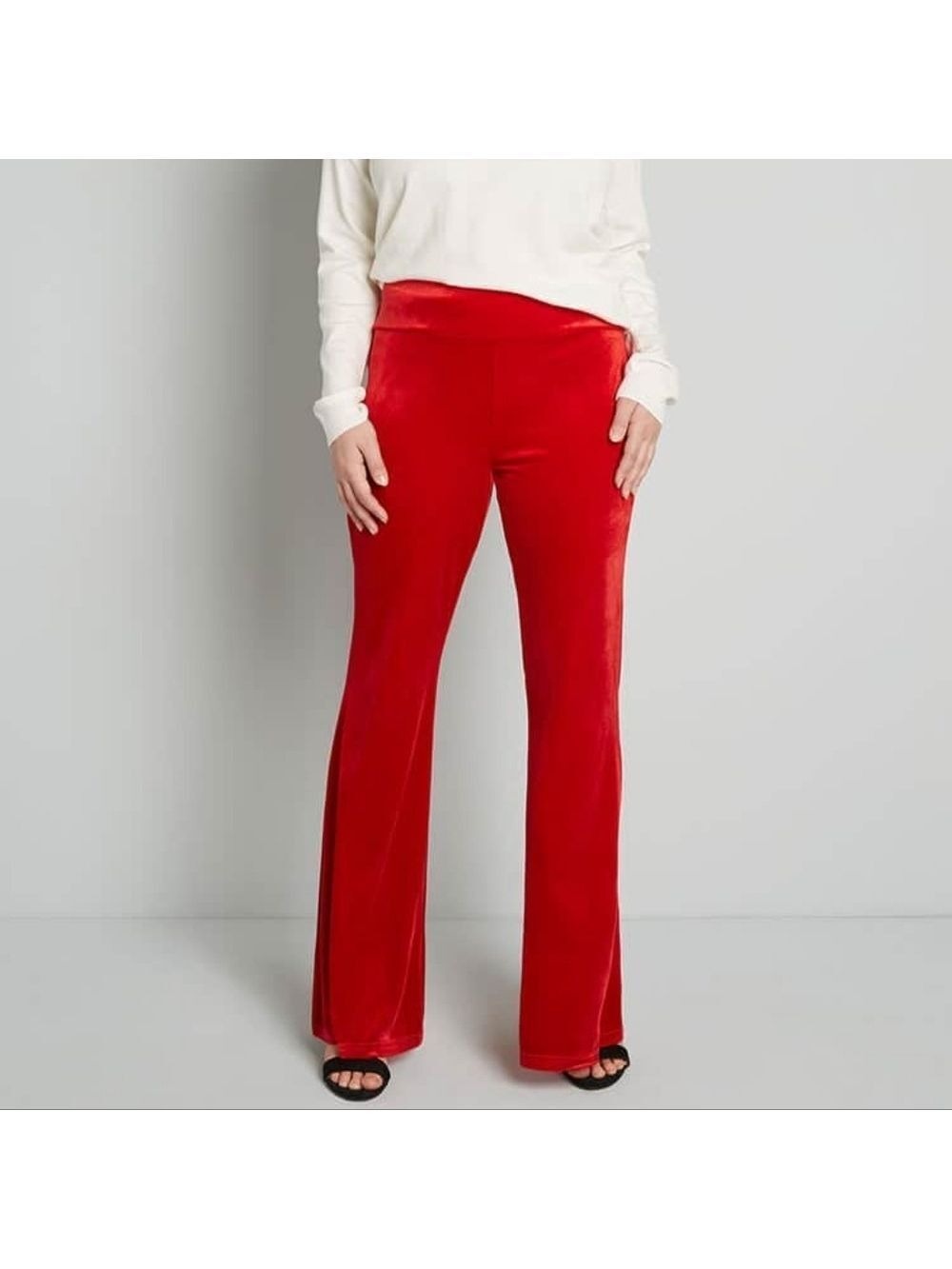 ModCloth Red Velvet Flare Pants Large